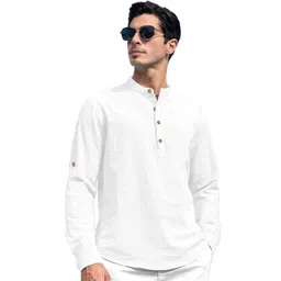 APEKTRA Men Cotton Mandarin Collar Roll-Up Sleeves Kurta-picture-25