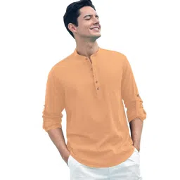 APEKTRA Men Mandarin Collar Roll-Up Sleeves Cotton Kurta-picture-24