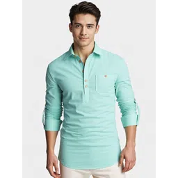 APEKTRA Shirt Collar Roll Up Sleeves Kurta-picture-42