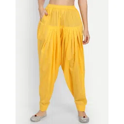 APELLA Women Yellow Solid Cotton Loose-Fit Salwar-picture-36