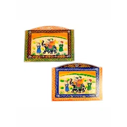 apka mart 2Pcs Orange-Colored & Brown Wooden Key Holders-picture-37