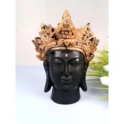 apka mart Black & Gold-Toned Buddha Head Idol Religious Figurine Showpiece-picture-15