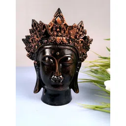 apka mart Brown & Gold-Toned Buddha Head Idol Religious Figurine Showpiece-picture-13