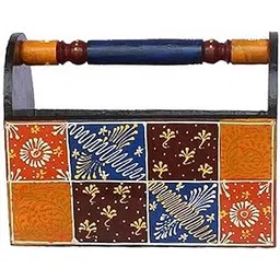 apka mart the online shop APKAMART Handicraft Multicolour Letter Rack and Paper Holder - 7 inch Height - Utility Article for Table Decor and Gifts-picture-13