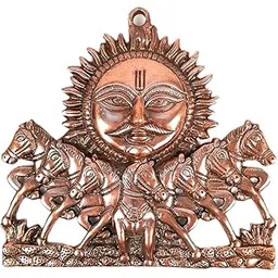 Apka Mart The Online Shop Sun God with Seven / 7 Running Horses Wall Hanging - For Vastu, Home, Living Room, Entrance & Gift - 8 Inch (Metal - Alloy, Color - Copper Shade)-picture-10