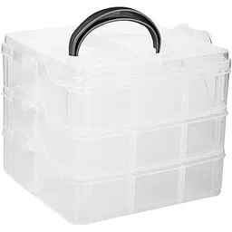 ApLiQ Square Portable Transparent Plastic Detachable Storage 3 Layer 18 Grid with Adjustable Dividers Organizer Case for Jewellery Cosmetic Make up Organisers Sewing Button Earrings Holder-picture-19