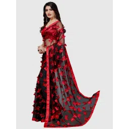 APNISHA Black Embroidered Sarees With Blouse image 3