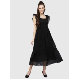 APNISHA Black Self Pattern A-Line Dress-picture-12