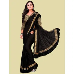 APNISHA Black Woven Saree With Unstitched Blouse-picture-11