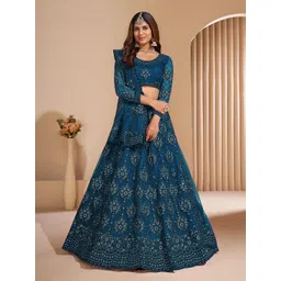 APNISHA Embroidered Beads and Stones Semi-Stitched Lehenga & Unstitched Blouse With Dupatta-picture-21