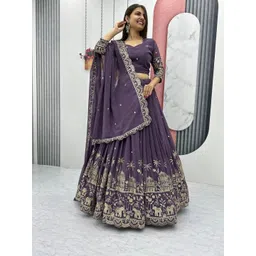 APNISHA Embroidered Semi-Stitched Lehenga & Unstitched Blouse With Dupatta-picture-15