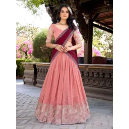 APNISHA Embroidered Silk Chiffon Semi-Stitched Lehenga & Unstitched Blouse With Dupatta-picture-19