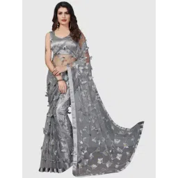 APNISHA Grey Embroidered Sarees With Blouse-picture-17