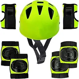 Apolestar Multipurpose Sports Helmet for Skating,Cycling Protective Gear kit with Knee, Elbow, Wrist, Guards Adjustable Strap Age 3-7 Yr (Small) Safety kit (Green)-image-7