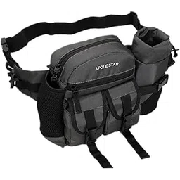 Apolestar Polyester Waist Bag for Men & Women Waist Pouch & Sling Bag Bottle Holder Waist Pack Travel Handy Hiking Zip Pouch Passport Document Money Phone Waist Bag (Grey)-image-31