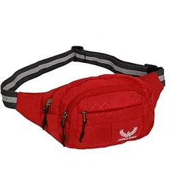 Polyester Waist Pack Travel Handy Hiking Zip Pouch Document Money Phone Belt Sport Bag for Men and Women and Adult | Red- Waist Bag-image-32