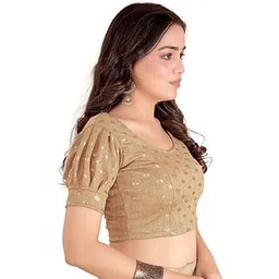 appera "wear to shine" APPERA Women's Ethnic Jacquard Blouse, Readymade Printed Round Neck Blouse for Sarees and Lehengas, Suitable for Special Occasions-picture-37