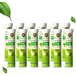 Apple Cider Vinegar Effervescent Tablets | Pack of 12 Tubes (180 Tablets) | With Garcinia, L-Carnitine, Vitamin B6 & B12 | Refreshing Green Apple Flavour | Daily Detox & Wellness Drink | Zero Sugar-picture-28