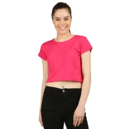 Appulse Dark Pink Cotton Slim Fit Crop Top-picture-19