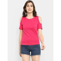 Appulse Dark Pink Cotton Slim Fit Top-picture-23