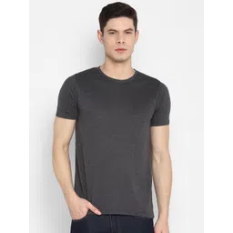 appulse Men Charcoal Grey Solid Cotton T-shirt-image-28