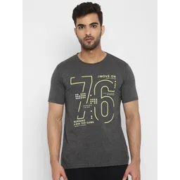 appulse Men Charcoal Grey Typography Printed Cotton Sports T-shirt-image-6