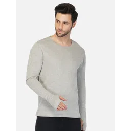 appulse Men Grey Melange Solid Cotton T-shirt-image-27