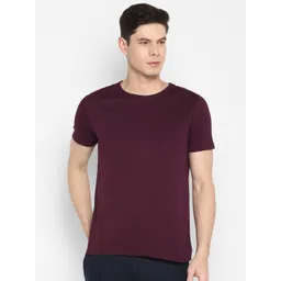 appulse Men Maroon Solid Cotton T-shirt-image-38