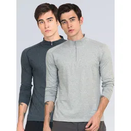 appulse Men Pack Of 2 Grey 1/4 Zipper High Neck T-Shirt-image-14