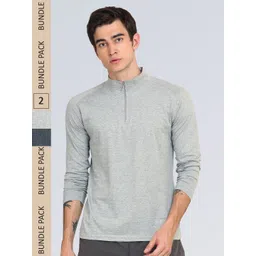 appulse Men Pack Of 2 High Neck Slim Fit Cotton T-shirts-image-24