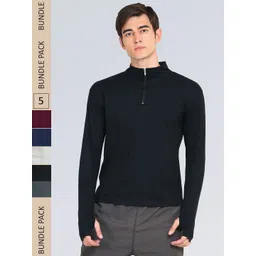 appulse Men Pack Of 5 High Neck Cotton T-shirt-image-9
