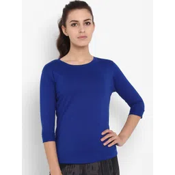 appulse Women Blue Solid Round Neck T-shirt image 1