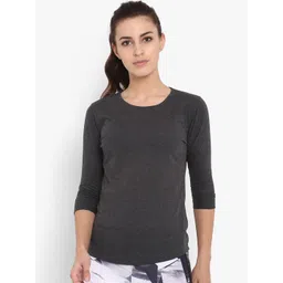 appulse Women Charcoal Solid Round Neck T-shirt-picture-31