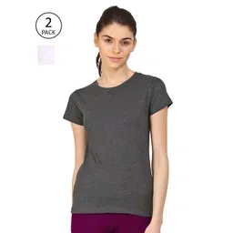 appulse Women Grey & White Pack Of 2  Slim Fit Running Cotton T-shirt-picture-24