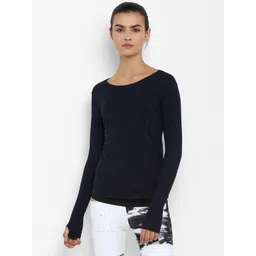 appulse Women Navy Blue Solid Round Neck Slim Fit T-shirt-picture-22