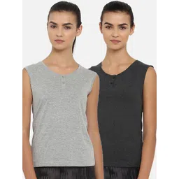 appulse Women Pack Of 2 Solid Henley Neck T-shirt-picture-17