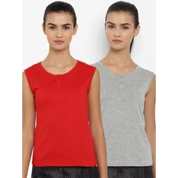 appulse Women Pack Of 2 Solid Henley Neck T-shirt-picture-18