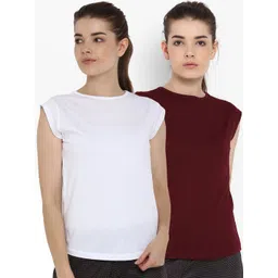 appulse Women Pack Of 2 Solid Round Neck T-shirts-picture-23