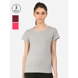 appulse Women Pack Of 3 Solid V-Neck Slim Fit Running T-shirts-picture-22