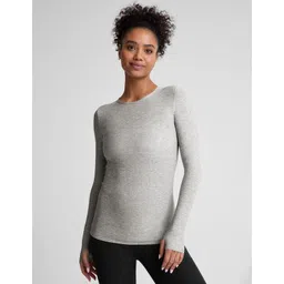 ap'pulse Women Solid Round Neck Pure Cotton Grey T-Shirt-picture-16