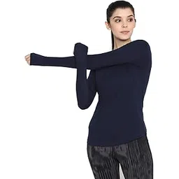 ap'pulse Women's Round Neck 1/4 Zipper Long Sleeve Thumbopen Tshirt-picture-19