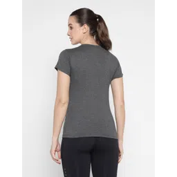 ap'pulse Women Solid Round Neck Pure Cotton Grey T-Shirt image 4