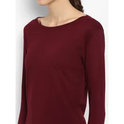 ap'pulse Women Solid Round Neck Pure Cotton Maroon T-Shirt image 5