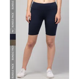 Apraa & Parma Pack Of 2 Women Skinny Fit High-Rise Yoga Sports Shorts image 1