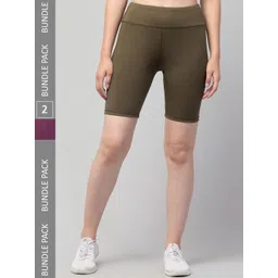 Apraa & Parma Women Pack of 2 Skinny Fit High-Rise Running Sports Cotton Shorts-picture-16