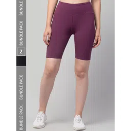 Apraa & Parma Women Pack of 2 Skinny Fit High-Rise Running Sports Shorts-picture-12