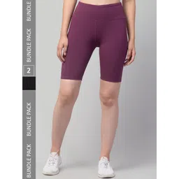 Apraa & Parma Women Pack of 2 Skinny Fit High-Rise Running Sports Shorts-picture-14