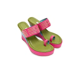 Aprajita Toor Women Embellished Leather Ethnic Platform Sandals Heels-picture-18