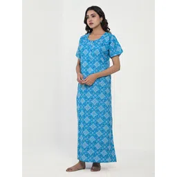 Apratim Women Printed Pure Cotton Maxi Nightdress image 4