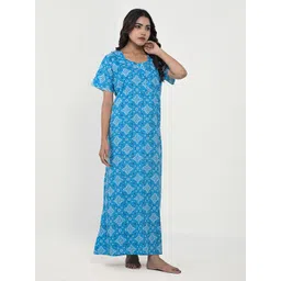 Apratim Women Printed Pure Cotton Maxi Nightdress image 3